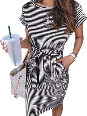 Black & White Casual T Shirt Dress